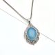 92.5 Sterling Silver Pendant Aqua Chalcedony Gemstone Pendant
