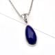 92.5 Sterling Silver Pendant Long Teardrop Shaped Blue Tourmaline Gemstone Pendant