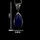 92.5 Sterling Silver Pendant Long Teardrop Shaped Blue Tourmaline Gemstone Pendant