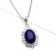 92.5 Sterling Silver Pendant Oval Designer Blue Tourmaline Gemstone Pendant