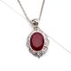 92.5 Sterling Silver Pendant Big Oval Red Jade Jewelry for Women