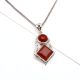 92.5 Sterling Silver Pendant Round And Square Tiered Red Carnelian Stone