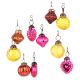 Set of 25 Handmade Pink Rust And Yellow Glass Christmas Ornaments In Assorted Styles