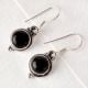 92.5 Sterling Silver Earrings Round Black Onyx Cabochon Studded Silver  Earrings