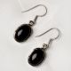 92.5 Sterling Silver Earrings Oval Black Onyx Cabochon Fashion Earrings