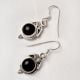 92.5 Sterling Silver Earrings Round Black Onyx Crown Design Bezel Set Drop Earrings For Women
