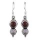 92.5 Sterling Silver Earrings Round Topaz In Silver Disk With Four Shouldered Balls Drop Earrings
