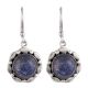 92.5 Sterling Silver Earrings Blue Lapis lazuli Boo Tribal Look Drop Earrings