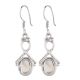 92.5 Sterling sliver Earring Oval Moonstone Bezel Set Twisted Wire Design Drop Earrings