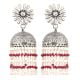 92.5 Sterling silver Earrings Big Flower Stud With Small Silver Beads With Red Onyx Chandelier Earrings