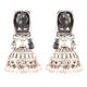 92.5 Sterling silver Earring Geometric Engraved Jhumkis With Silver Beads Tassels