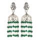 92.5 Sterling Silver Earrings Goddess Figurine Stud Jhumki Green Onyx Tassel Hangings