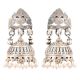 92.5 Sterling Silver Earrings Abstract Stud Design Jhumki  With Hanging Silver Beads