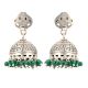 92.5 Sterling silver Earrings Abstract design Oxidized Silver jhumkis and Hanging Green Onyx Tassels