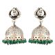 92.5 Sterling silver Earrings Abstract design Oxidized Silver jhumkis and Hanging Green Onyx Tassels