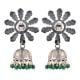92.5 Sterling Silver Earrings Big Flower Jhumki Green Onyx tassel Hanging  Beads