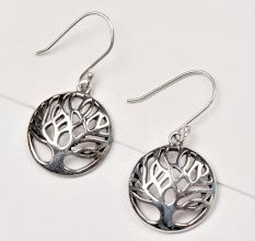 92.5 Sterling Silver Tree of Life Drop Earrings