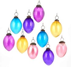 Set Of 10 Multicolored Christmas Ornaments Pear Shaped Christmas Tree Hangings