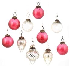 Set of 10 Assorted Glass Christmas Ornaments For Christmas Decoration