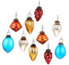Set Of 10 Colorful Glass Christmas Ornament in Assorted Styles
