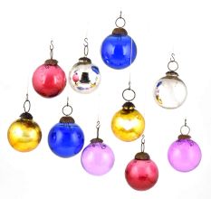 Set Of 10 Multicolored Ball Christmas Ornaments Or Hangings