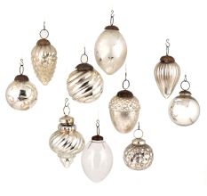 Set of 10 Silver Glass Christmas Ornaments Twinkling Star Christmas Tree Decorations