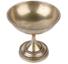Brass Oil Lamp With Silver Polish On Stand