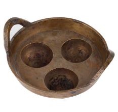 Brass Pot Cooking Appam Kitchenware With Three Round Cavities