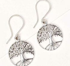 92.5 Sterling silver Earrings Tree Of Life Wide Branches Long Roots