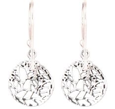 Round 92.5 Sterling Silver Earrings Geometric Design Design Drop Earrings