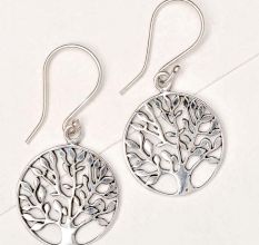 Round Dangle  92.5 Sterling silver Earrings Tree Of life Motif Earrings