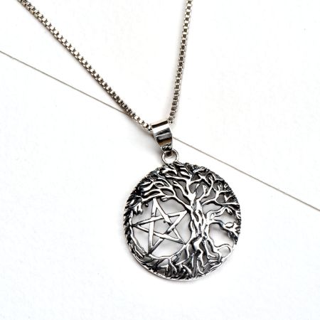 92.5 Sterling Silver Pendant Tree Of Life And Star Design