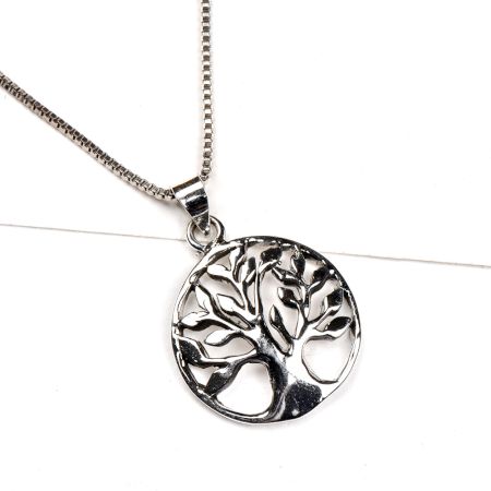 92.5 Sterling Silver Pendant With Circle Of Life In a Delicate Round Frame