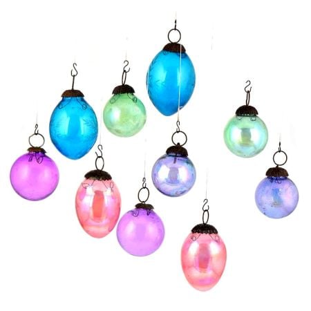 Set of 10 Glass Ornaments Christmas Tree Decoration