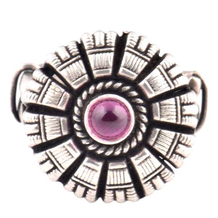 Oxidized 92.5 Sterling Silver Ring Adjustable With Spaced Petals Floral Design (Free Size)