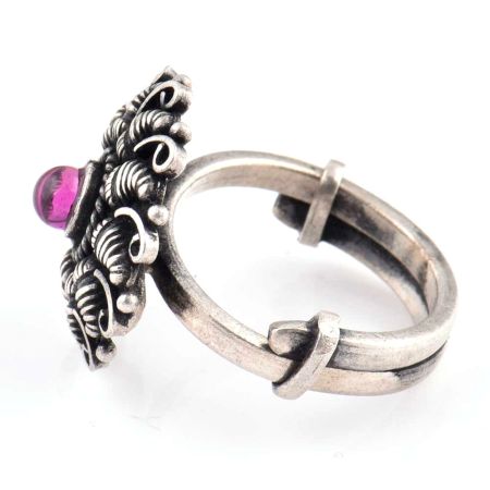 Embossed floral Motifs Engraved 92.5 Sterling Silver Ring Fashion Accessory (Free Size)