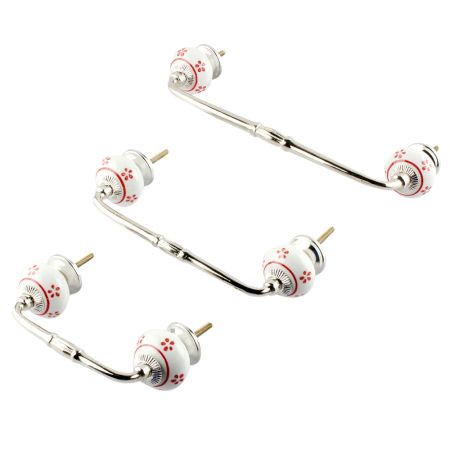 Red Tiny Floral Ceramic Bridge Handles