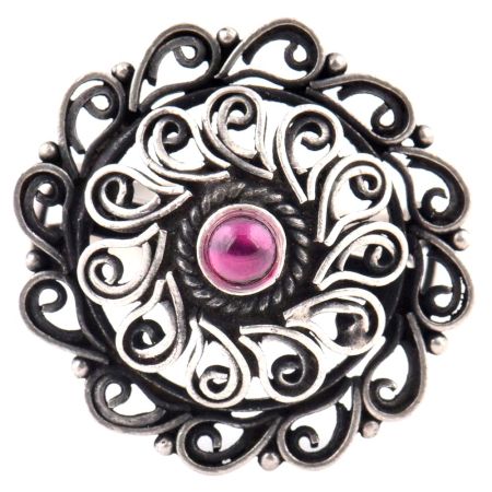 Hand made 92.5 Sterling Silver Ring Filigree Design Amethyst Stone Cocktail Jewelry (Free Size)
