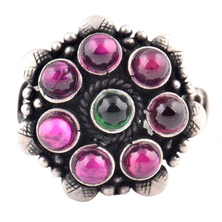 Amethyst Stone 92.5 Sterling Silver Ring Onyx Daily Wear Fashion For Girls (Free Size)