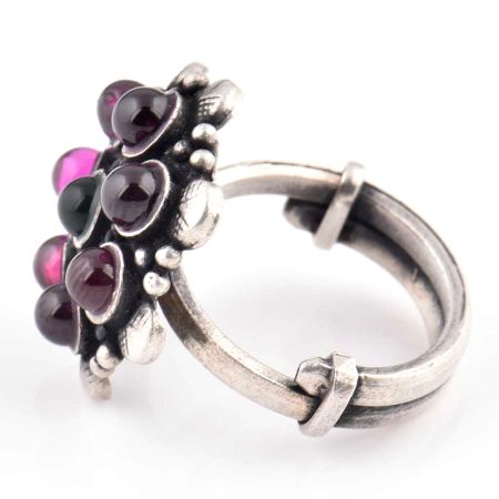 Amethyst Stone 92.5 Sterling Silver Ring Onyx Daily Wear Fashion For Girls (Free Size)