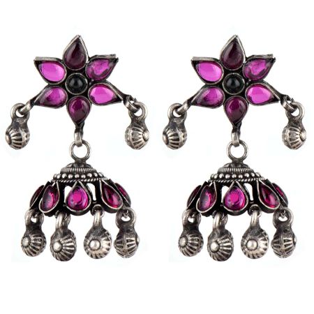 Amethyst Floral 92.5 Sterling Silver Earring Every Day Jhumki For Women