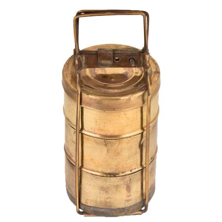 Hand made Brass Tiffin Box With Three Compartments
