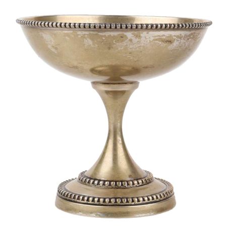 Brass Oil Lamp With Silver Polish On Stand