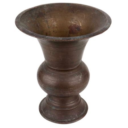 Brass Pot Or Vase With a Long and wide Mouth Centre Bulge Round Base