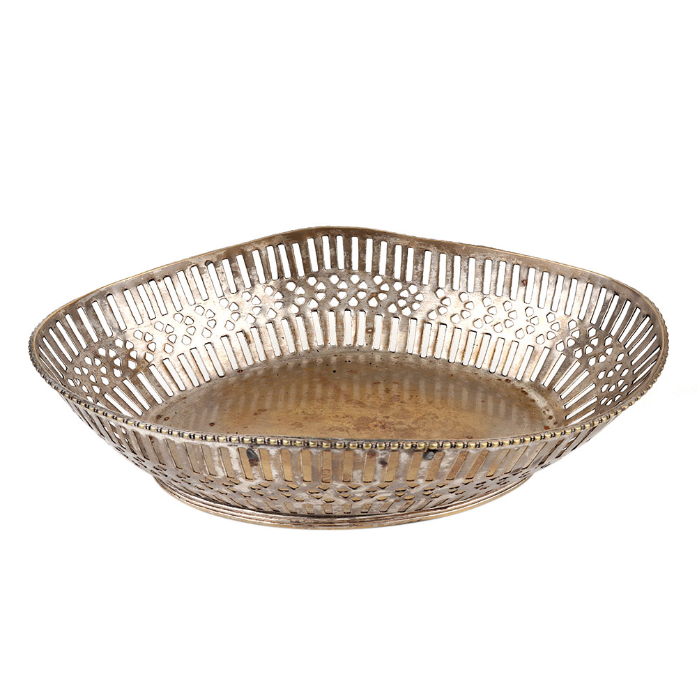 Perforated Basket Weave Aluminum Serving Tray Fruit Bowl
