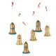 Hand Painted Bell Shaped Paper Mache Christmas Hanging Floral Blossoms With Gold Outline ( Set Of 6)