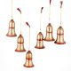 Red Bell Paper Mache Christmas Ornament Hand painted Golden Floral Design (Set Of 6)