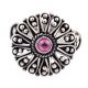 Oxidized 92.5 Sterling Silver Ring  Adjustable Studded With Amethyst Stone (Free Size)