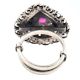 Oxidized 92.5 Sterling Silver Ring Adjustable Pear shaped Amethyst stone Designer Ring (Free Size)