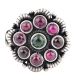 Oxidized 92.5 Sterling Silver Ring Adjustable Petals Round Amethyst And Onyx Studded Ring (Free Size)